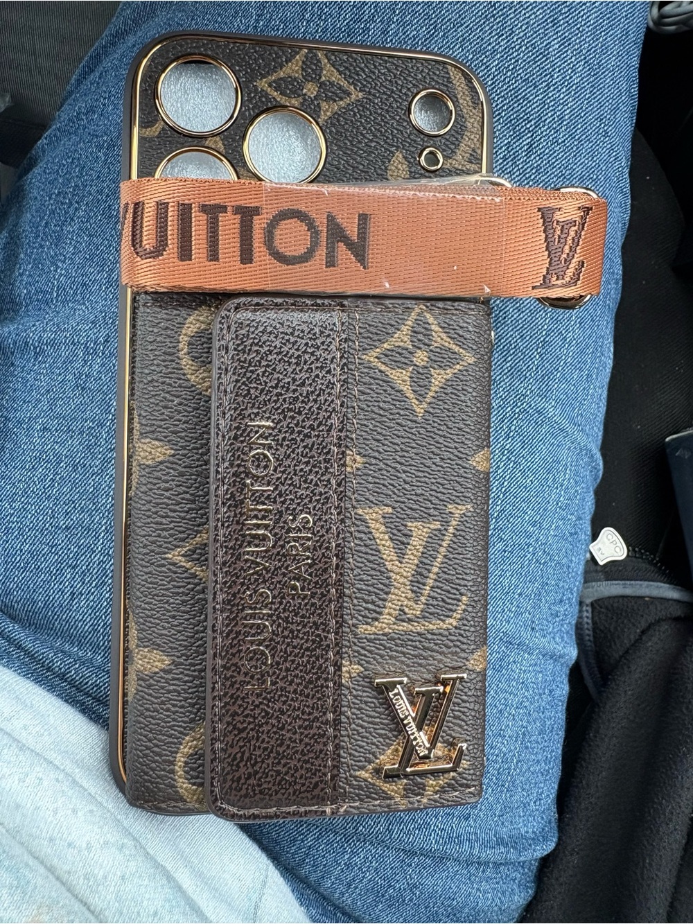 Louis Vuitton Brown Monogram iPhone 17 Pro Max Case with Orange Strap